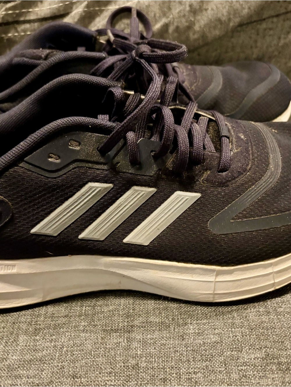 Adidas Men’s Navy Athletic Running Shoes with White Stripes